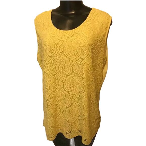Large Alia Yellow Rose Womens Sleeveless Pullover Shirt Top - Picture 1 of 11